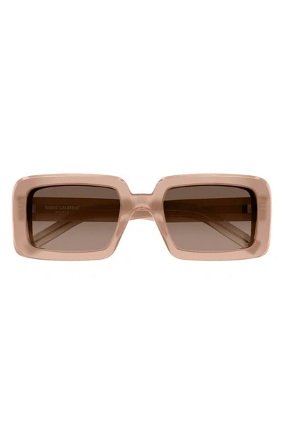 Shop Saint Laurent Sunrise 52mm Rectangular Sunglasses In Orange