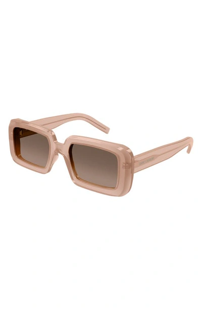 Shop Saint Laurent Sunrise 52mm Rectangular Sunglasses In Orange