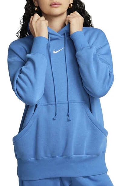 Shop Nike Sportswear Phoenix Oversize Fleece Hoodie In Star Blue/sail