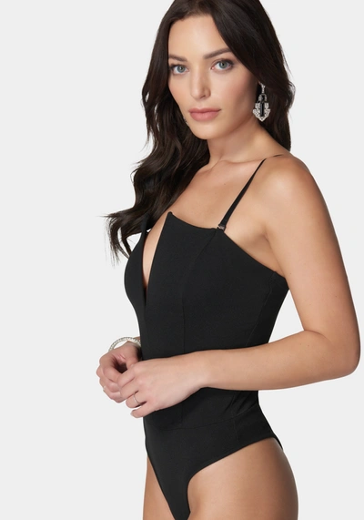 Shop Bebe Strapless V Notch Bodysuit In Black