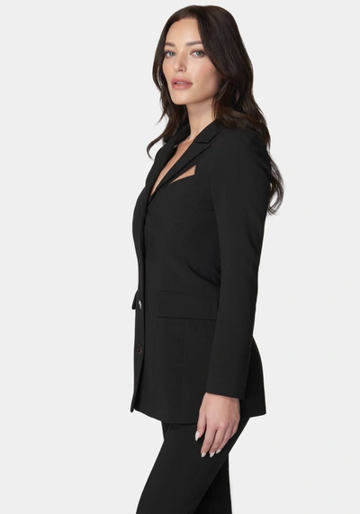 Bebe Woven Twill Cut Out Tailored Jacket In Black
