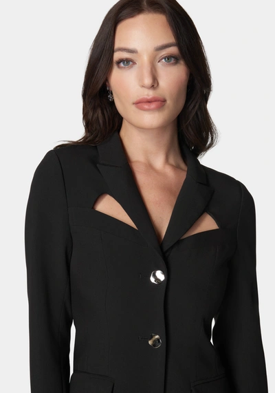 Bebe Woven Twill Cut Out Tailored Jacket In Black