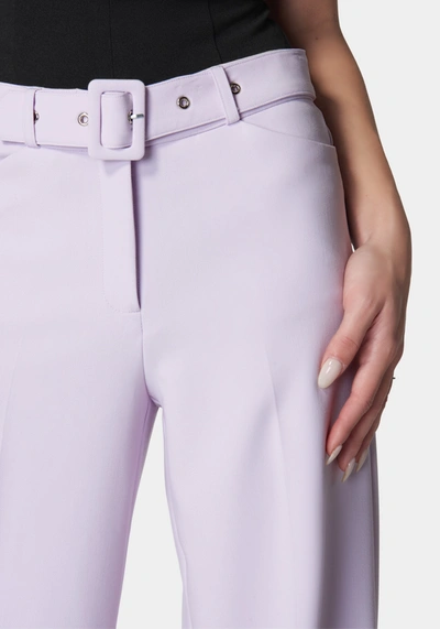 Bebe High Waist Belted Wide Leg Pant In Lavender Fog