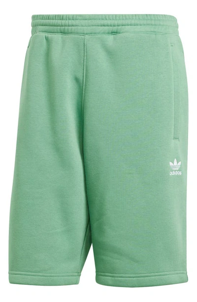 Shop Adidas Originals Trefoil Essentials Sweat Shorts In Preloved Green