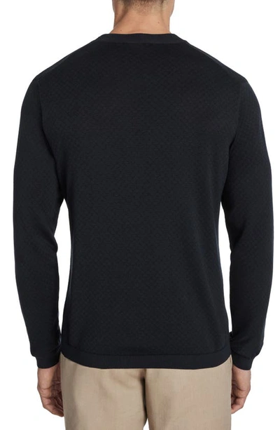 Shop Jack Victor Bartholomew Geo Pattern Cotton & Silk Crewneck Sweater In Navy