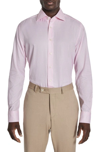 Shop Jack Victor Royland Check Herringbone Dress Shirt In Pink