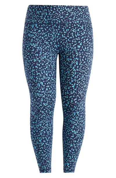 Sweaty Betty Power Workout 7/8 Leggings In Blue Abstract Markings Print