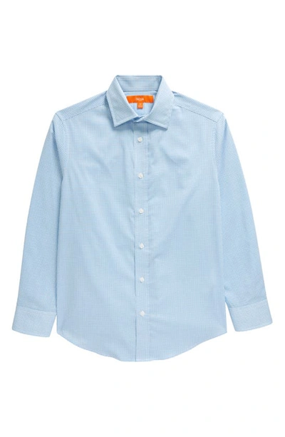 Shop Tallia Kids' Gingham Check Dress Shirt In Blue