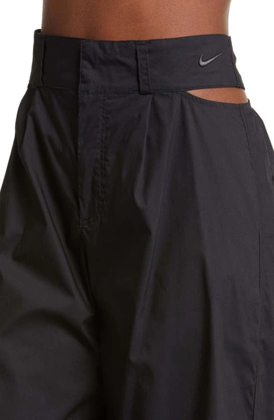 Shop Nike Cutout High Waist Wide Leg Trousers In Black/ Black/ Anthracite