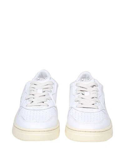 Shop Autry Leather Sneakers In White/white