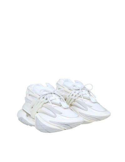 Shop Balmain Sneakers In Leather And Neoprene In White