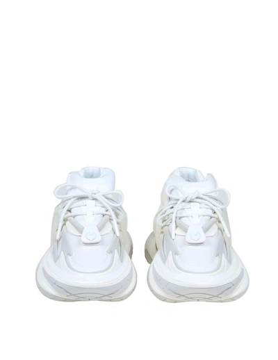Shop Balmain Sneakers In Leather And Neoprene In White