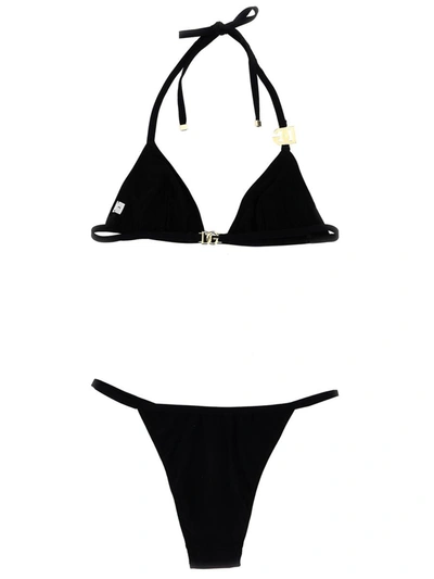 Shop Dolce & Gabbana Logo Bikini Set In Black