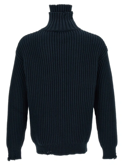 Shop Dsquared2 'broken Stitch Double Collar' Sweater In Blue