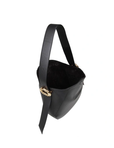 Shop Lanvin Leather Hobo Shoulder Bag In Black
