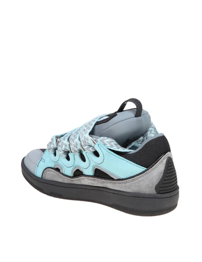 Shop Lanvin Suede And Leather Sneakers In Light/blue/anthracite