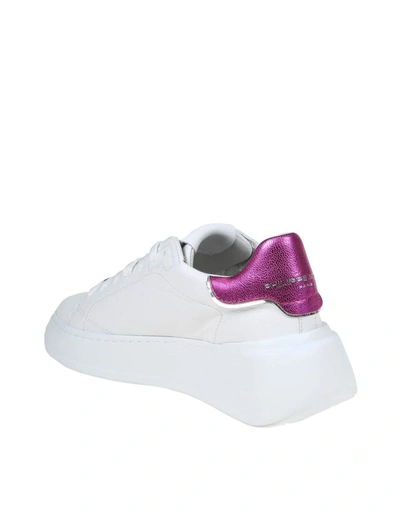 Shop Philippe Model Leather Sneakers In Blanc/fucsia