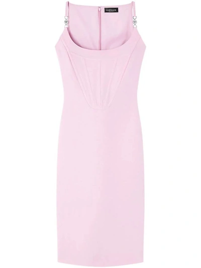 Shop Versace Cocktail Dress Enver Satin Fabric Clothing In Pink & Purple