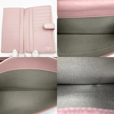 Pre-owned Chanel Coco Mark Pink Leather Wallet  ()