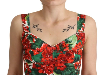 Shop Dolce & Gabbana Elegant Red Cropped Top With Geranium Women's Print