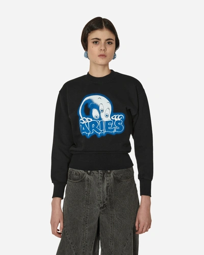 Shop Aries Kasper Baby Crewneck Sweatshirt In Black