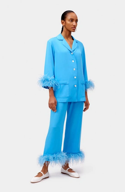 Shop Sleeper Party Double Feather Pajamas In Bright Blue