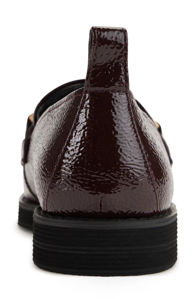 Shop Dkny Crinkle Patent Buckle Loafer In Bordeaux