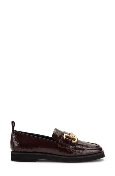 Shop Dkny Crinkle Patent Buckle Loafer In Bordeaux