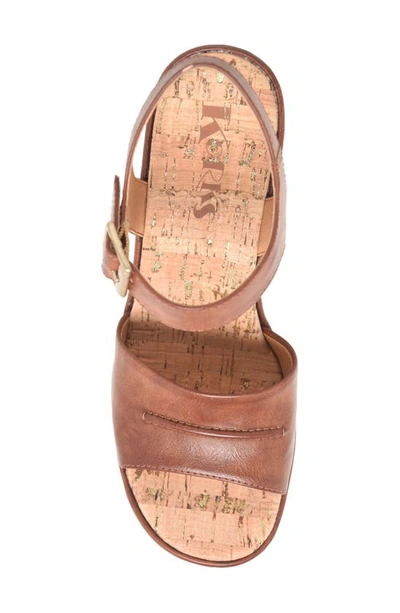 Shop Korks Bardot Platform Wedge Sandal In Dark Tan