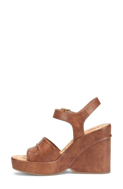Shop Korks Bardot Platform Wedge Sandal In Dark Tan