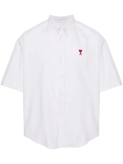Shop Ami Alexandre Mattiussi Ami Paris Boxy Fit Short Sleeve Shirt Clothing In White