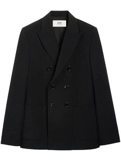 Shop Ami Alexandre Mattiussi Ami Paris Double Breasted Jacket Clothing In Black