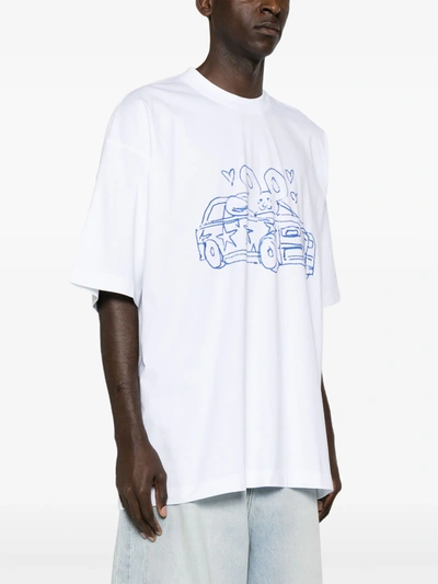 Shop Vetements Unisex Scribbled Car/heart T-shirt In White
