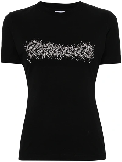 Shop Vetements Women Bling Logo Fitted T-shirt In Black
