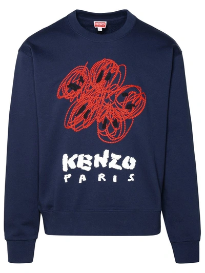 Shop Kenzo Navy Cotton Sweatshirt In Blue
