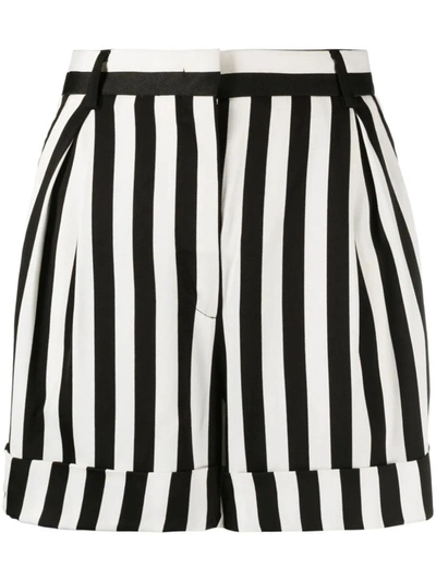 Shop Moschino Striped Shorts In Black