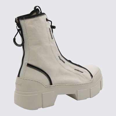 Shop Vic Matie Cream And Black Canvas Combat Boots In Osso