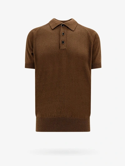 Shop Lardini Polo Shirt In Brown