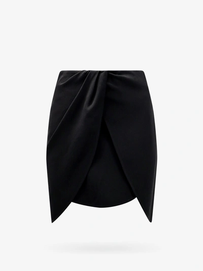 Off-white Chic Black Virgin Wool Skirt With Viscose Lining And Unique Design In Black