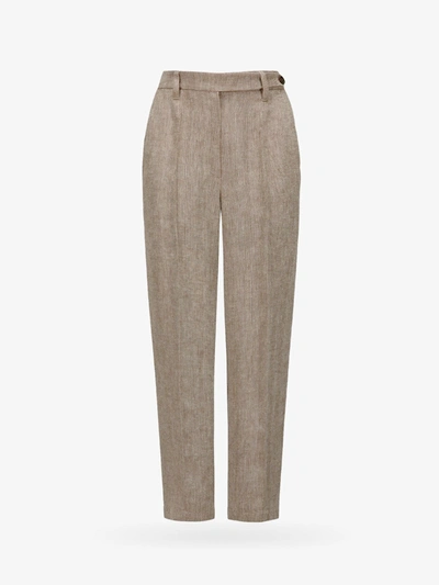 Shop Brunello Cucinelli Trouser In Brown