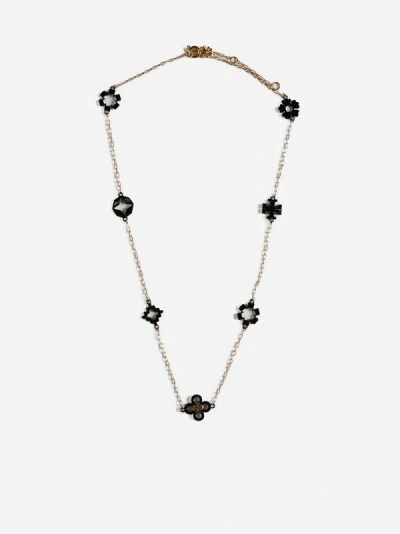 Shop Tory Burch Kira Clover Necklace In Gold,black