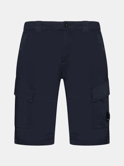 Shop C.p. Company Stretch Cotton Cargo Shorts In Total Eclipse