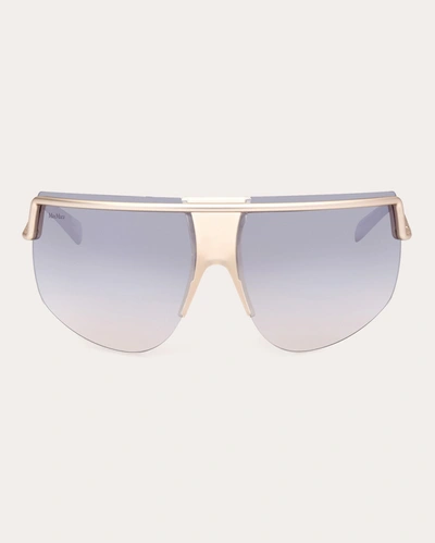Shop Max Mara Women's Matte Pale Gold & Smoke Gradient Shield Sunglasses In Pale Gold/ivory
