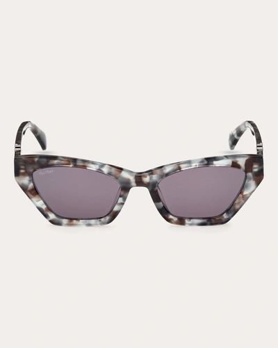 Shop Max Mara Women's Shiny Sage Havana & Smoke-silver Cat-eye Sunglasses In Brown