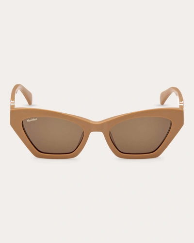 Shop Max Mara Women's Semi-shiny Camel & Brown Cat-eye Sunglasses In Pink