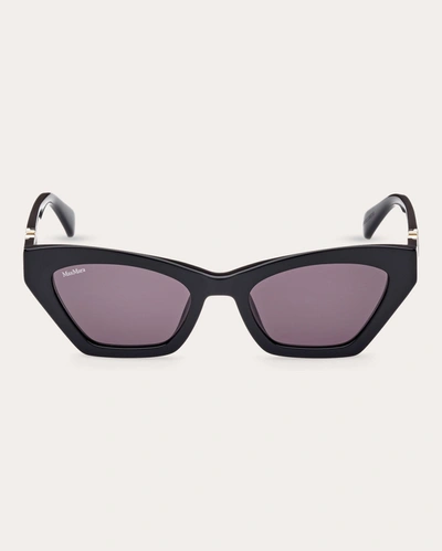 Shop Max Mara Women's Shiny Black & Smoke Cat-eye Sunglasses