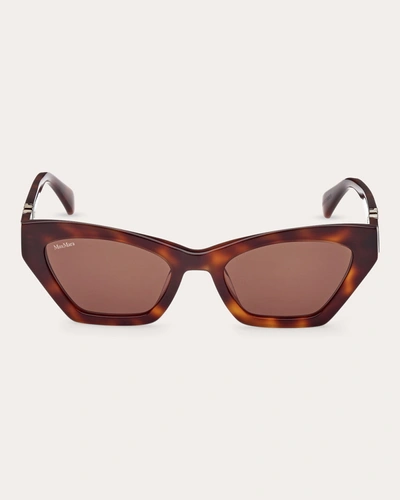 Shop Max Mara Women's Shiny Classic Havana & Brown Cat-eye Sunglasses In Black