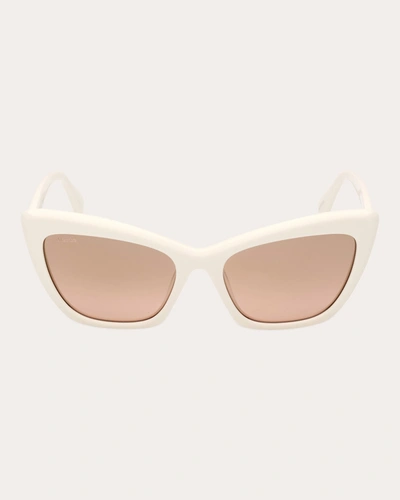 Shop Max Mara Women's Shiny White & Gold Mirror Cat-eye Sunglasses In Shiny White/gold Mirror