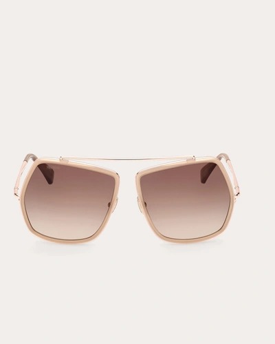 Shop Max Mara Women's Shiny Rose Gold & Brown Gradient Geometric Sunglasses In Rose Gold/brown