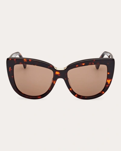 Shop Max Mara Women's Dark Havana Spark 2 Cat-eye Sunglasses In Brown